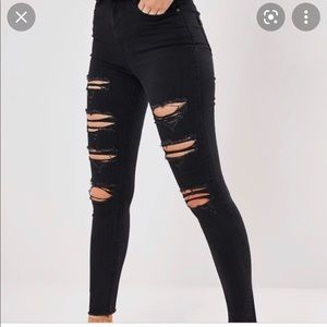 American Eagle black ripped jeans 10S